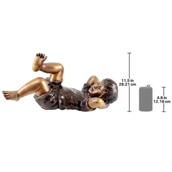 Design Toscano Lazy Days, Resting Boy Cast Bronze Piped Garden Statue image {4}