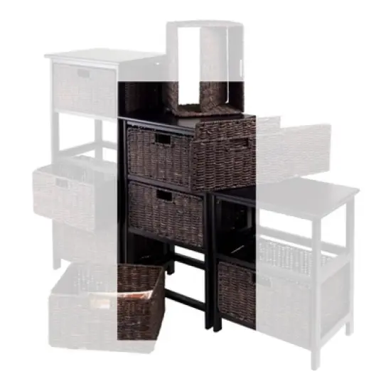 28.62" Omaha Storage Rack with Baskets Black - Winsome image {1}