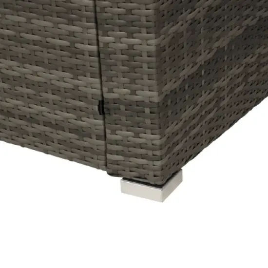 4pc Wicker Patio Conversation Set with Cushions - Gray/Beige - GODEER image {9}