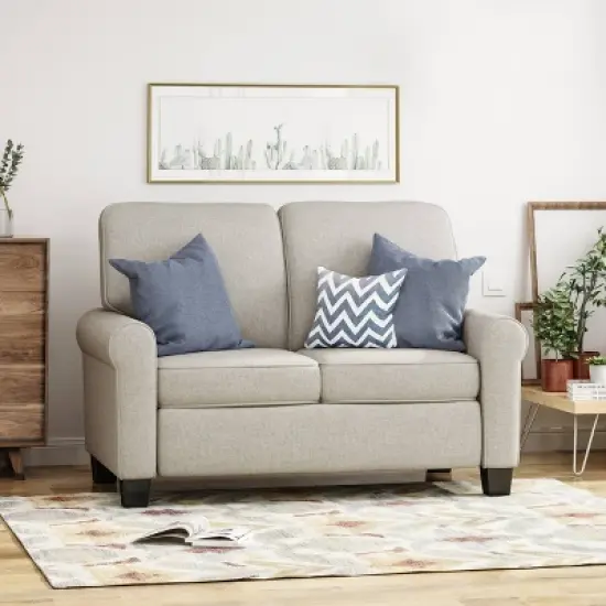 Bernietta Mid-Century Modern Minimal Loveseat Beige - Christopher Knight Home image {1}