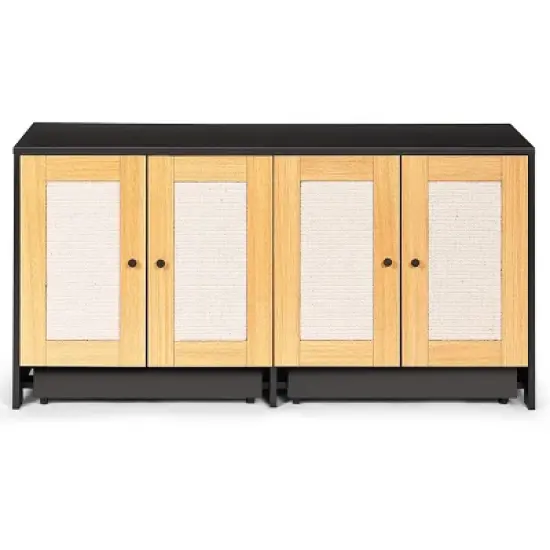 Cat Litter Box For 2 Cats, Hidden Litter Box Furniture With Rattan Doors, Cat Box For Easy Cleaning Access-Cuddlewood image {5}