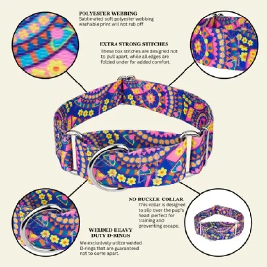 Country Brook Petz HossFit Jr Wide Martingale Dog Collar - Groovy Collection image {5}