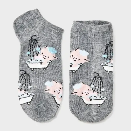 Women's Bubble Bath Piggy Low Cut Socks - Charcoal Heather/Pink 4-10 image {3}