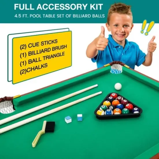 55-inch Folding Billiard - Portable Pool Table, Billiard Game Table with 2 Cue Sticks 16 Balls Triangle Chalk for Kids and Adults image {5}