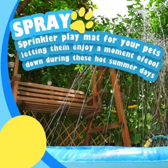 Allforpaws Non-Slip Splash Pad for Kids and Dog, Sprinkler Fun Pool Mat for Summer image {4}