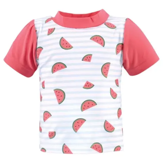 Hudson Baby Infant and Toddler Girl Swim Rashguard Set, Watermelon image {2}