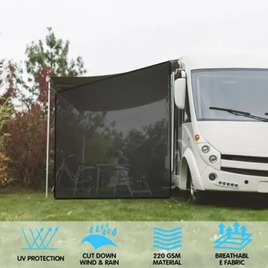 Costway 9' x 7'RV Awning Side Shade Black Mesh Screen Sunshade with Complete Kits image {2}