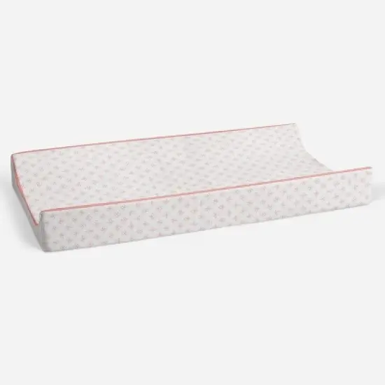 Bacati - Petals Quilted Muslin Changing Pad Cover Coral image {2}