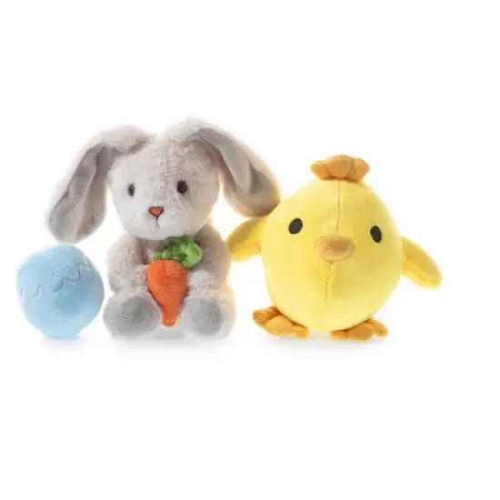 Easter Baby Plush Playset with Easter Basket, Bunny Holding Carrot, Easter Egg, and Squeaky Chicken, Sensory and Decorative Toys for Babies & Newborns image {9}