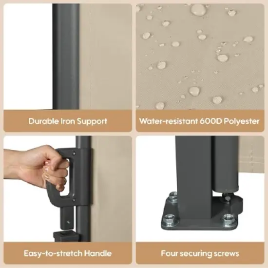 Retractable Side Screen Awning, UV Resistant, Waterproof, Patio Privacy Screen for Garden, Balcony, 118.1" x 70.9" image {2}