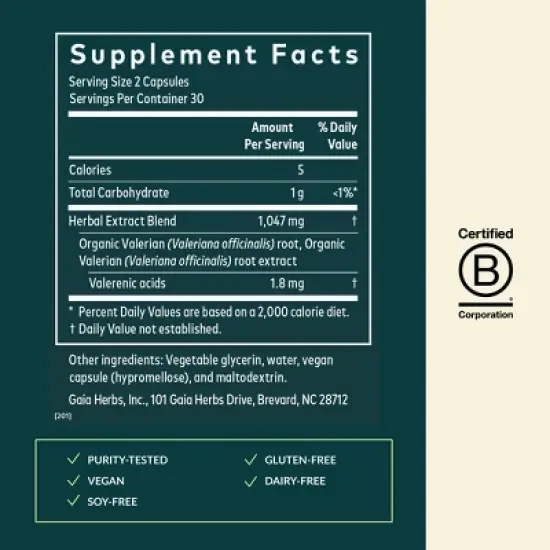 Gaia Herbs Valerian Root - Natural Sleep Support for a Natural Calm to Help Relaxation to Prepare for Sleep - 60 Vegan Liquid Phyto-Capsules image {1}