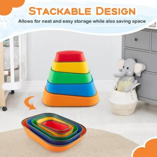 Costway 5 Pcs Balance Stepping Stones for Kids with Non-Slip Surface and Edging image {5}