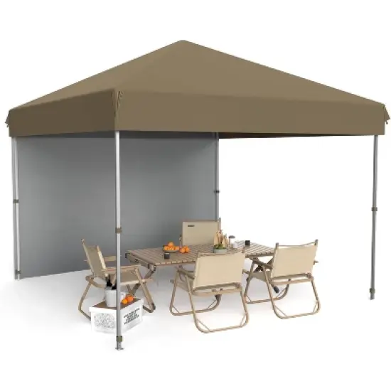 GustoWave 10x10 Ft Pop Up Canopy with 1 Sidewall for Deck, Garden image {9}