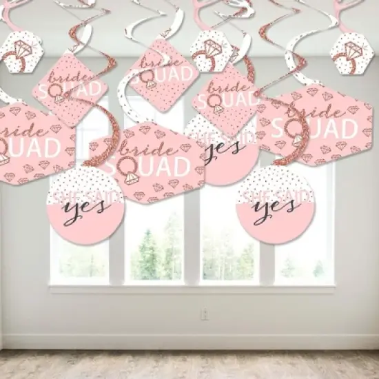 Big Dot of Happiness Bride Squad - Rose Gold Bridal Shower or Bachelorette Party Hanging Decor - Party Decoration Swirls - Set of 40 image {2}