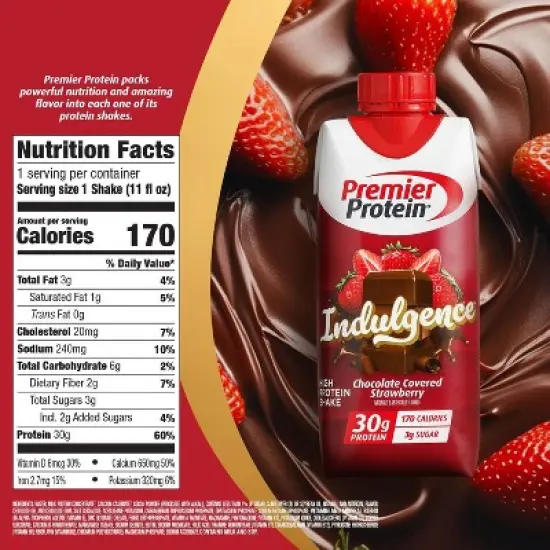 Premier Protein Indulgence 30g Protein Shake - Chocolate Strawberry - 11oz/4pk image {4}
