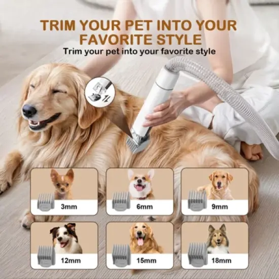 Teendow Dog Grooming Vacuum Kit with 7 Tools, 2L Dust Cup, Pet Hair Clipper & Nail Grinder, 3 Suction Modes, Low-Noise Pet Grooming Vacuum ,Brown image {5}