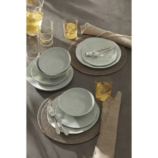 Oneida 12pc Melamine Dinnerware Set Terrazzo Mint: Abstract Pattern, Service for 4, Dishwasher-Safe Plates & Bowls image {4}
