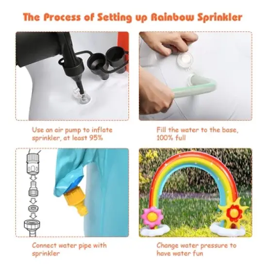 Costway Inflatable Rainbow Sprinkler Summer Outdoor Kids Spray Water Toy Yard Party Pool image {6}