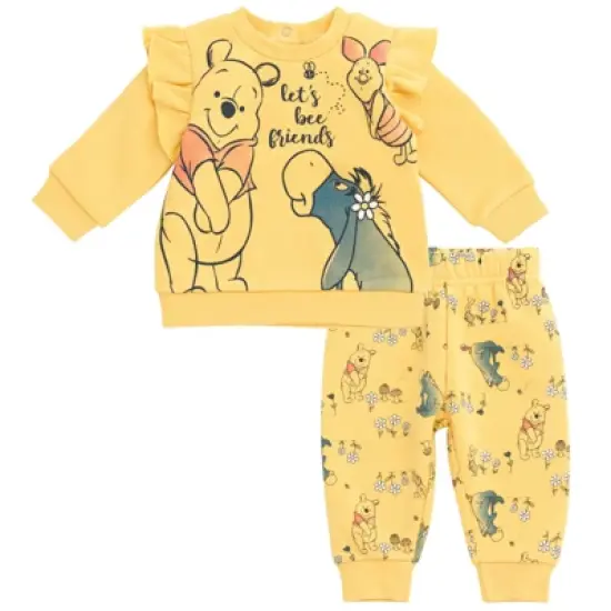 Disney Princess Minnie Mouse Winnie the Pooh Rapunzel Eeyore Piglet Fleece Sweatshirt and Pants Set Infant to Little Kid image {8}