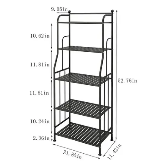 GHQME BIN301 5 Tier Freestanding Metal Space Saving Tower Rack Storage Shelf for Living Room, Bathroom, Kitchen, and Home Office, Matte Black image {1}