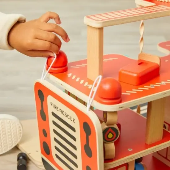 FAO Schwarz Rescue Responders Wooden Fire Station Playset - 21pcs image {4}