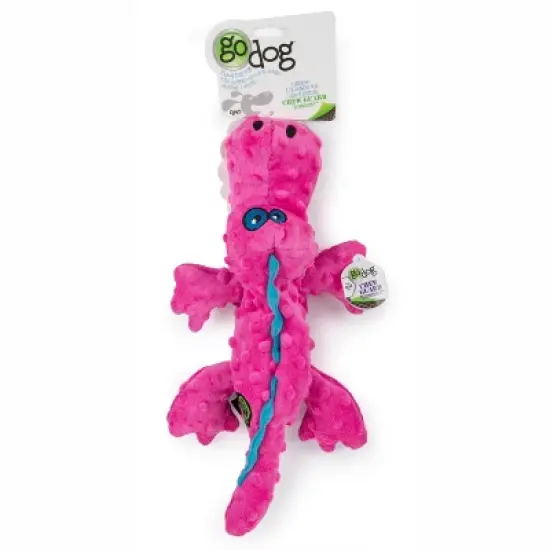 goDog Gators Squeaky Plush Dog Toy, Chew Guard Technology, Pink, Large image {3}