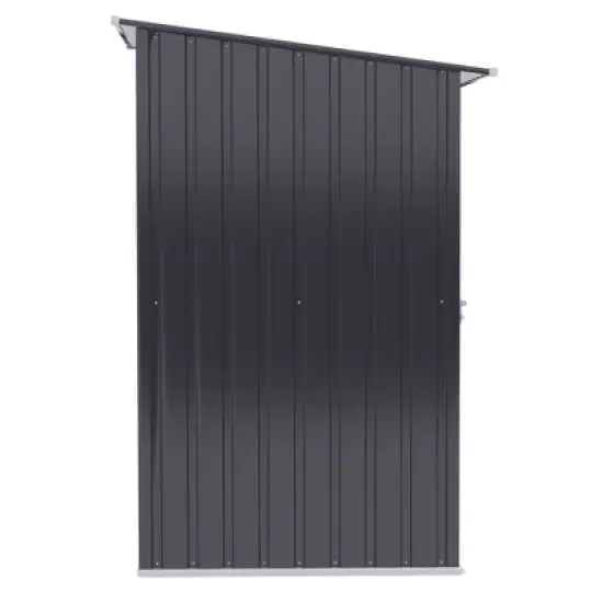 MOEPISY 3.3FT x 3.4FT Outdoor Storage Shed, Galvanized Metal Utility Garden Tool House, Lockable Door, Dark Gray image {4}