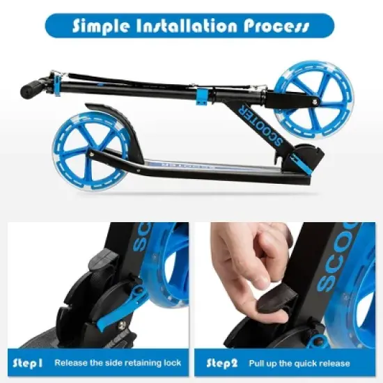 Costway Folding Sports Kick Scooter w/LED Wheels for Kids Teens Pink\ Blue image {8}