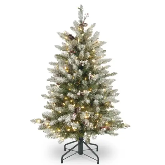National Tree Company Pre-Lit Dunhill Fir Artificial Christmas Tree with Snow, Red Berries and Pine Cones Clear Lights image {3}