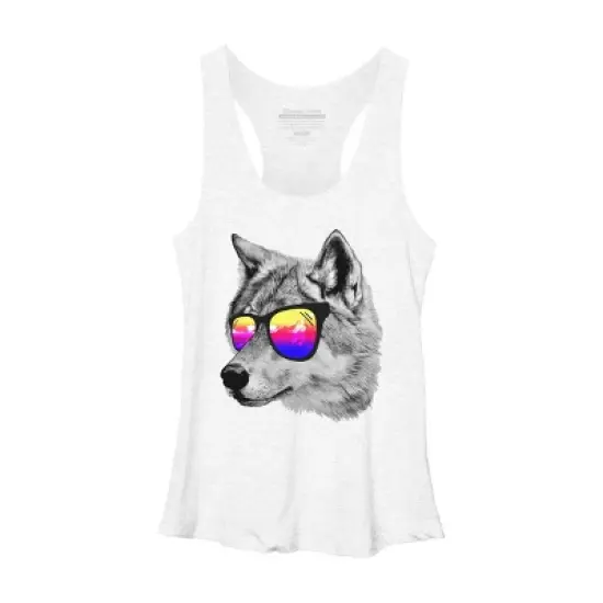 Women's Design By Humans Cool Wolf By clingcling Racerback Tank Top image {3}
