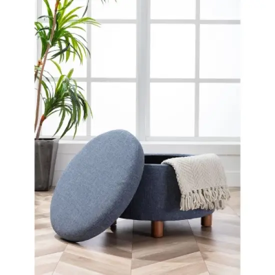 Large Round Storage Ottoman with Lift Off Lid - WOVENBYRD image {6}