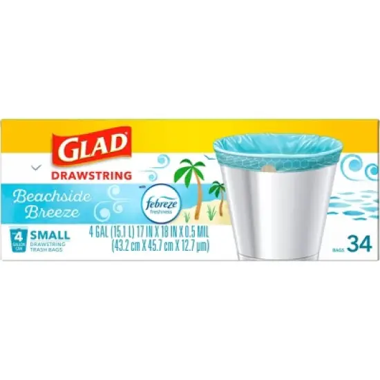 Glad Small Drawstring Trash Bags - Beachside Breeze - 4 Gallon image {9}