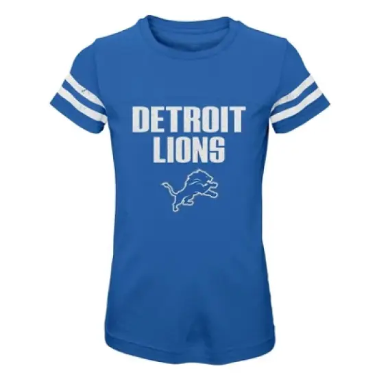 NFL Detroit Lions Girls' Stripe Sleeve Fashion T-Shirt image {1}