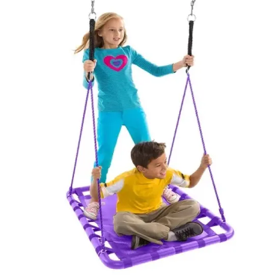 HearthSong - Mega Mat Rectangular Platform Tree Swing for Kids with Thick, Webbed Matting and Steel Frame image {10}