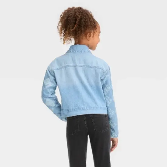 Girls' Quilted Sleeve Jean Jacket - Cat & Jack&trade; Light Wash image {1}