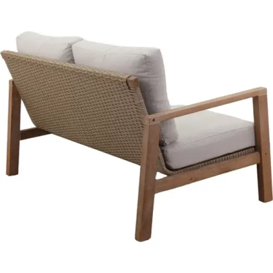 Courtyard Casual Ocean Pointe Loveseat Eucalyptus Wood Frame with Olefin Cushion image {7}
