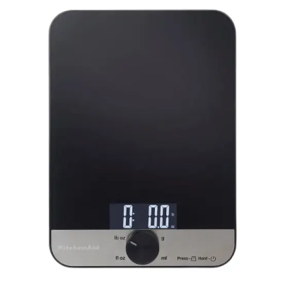 KitchenAid 11lb Glass Surface Digital Kitchen Food Scale Black: LCD Display, Battery-Powered, 11lb Capacity image {7}