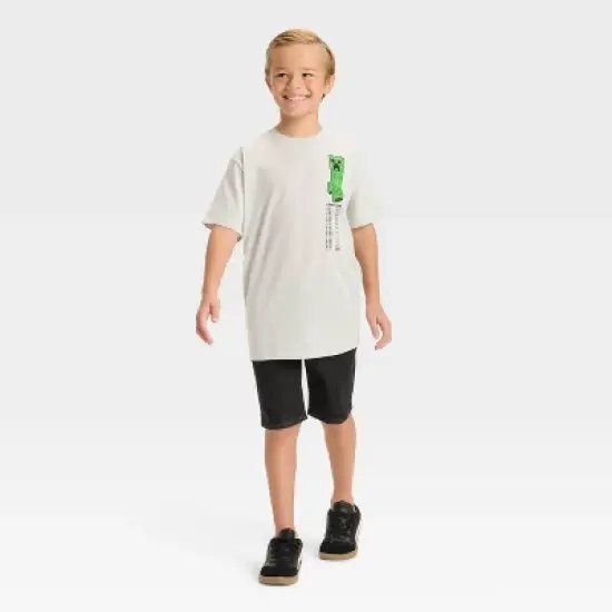 Minecraft Boys' Creeper Short Sleeve Graphic T-Shirt - Cream image {3}