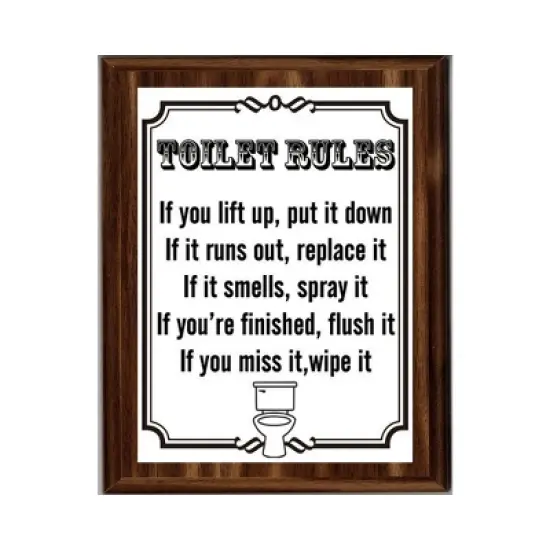 LEMONSODA Engraving Bathroom Plaques (Toilet Rules, White) image {4}