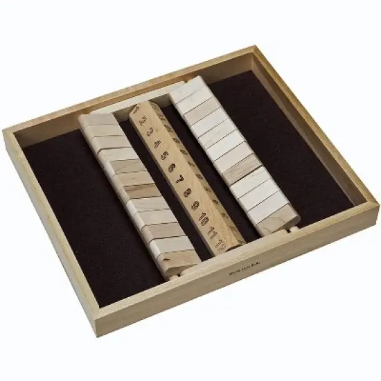 WE Games Double Sided Shut the Box Dice Board Game &ndash; 12 Number Flip Tiles in Natural Wooden Box &ndash; 14 inches (Made in USA), for Family and Adult Game image {2}