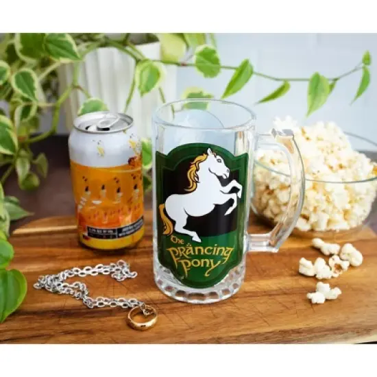 Silver Buffalo The Lord of the Rings Prancing Pony Glass Stein Mug | Holds 16 Ounces image {2}
