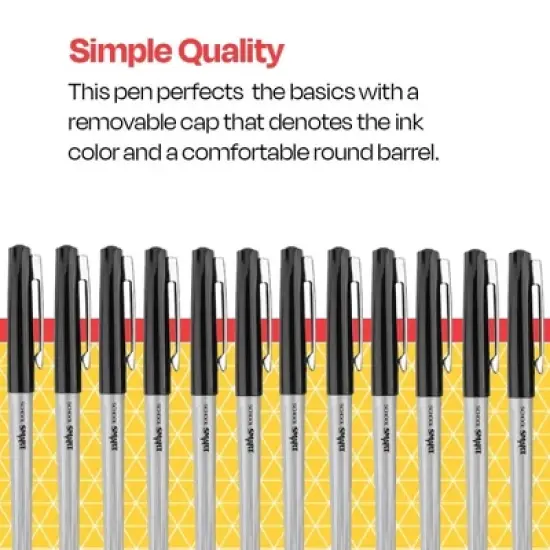 School Smart Fineliner Pen, 0.4 mm Ultra Thin Tip, Black, Pack of 48 image {5}