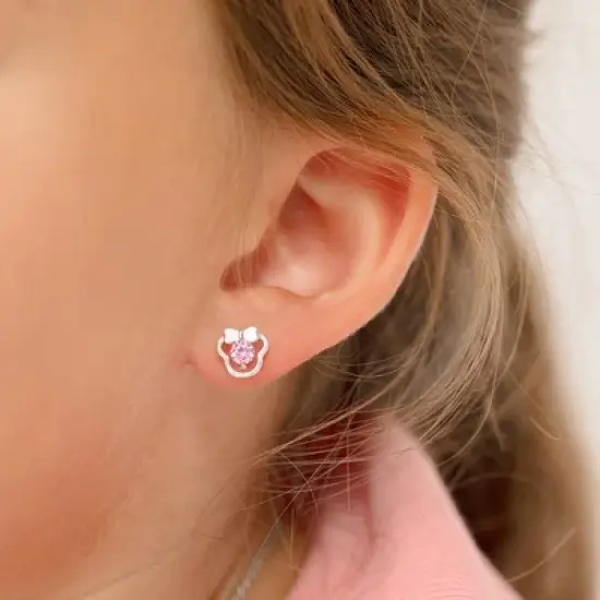 Girls' Miss Mouse Screw Back Sterling Silver Earrings - In Season Jewelry image {2}