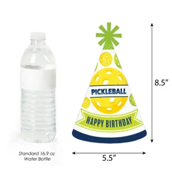 Big Dot of Happiness Let&rsquo;s Rally - Pickleball - Cone Happy Birthday Party Hats for Kids and Adults - Set of 8 (Standard Size) image {2}