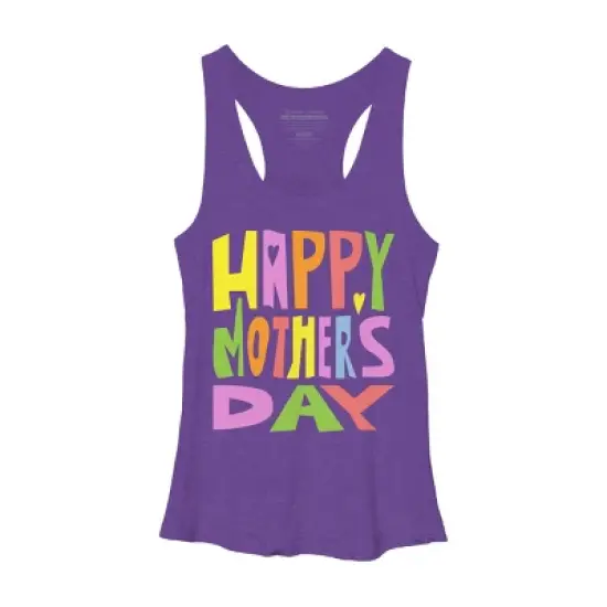 Women's Design By Humans Happy Mother's Day Colorful Text By Yunta Racerback Tank Top image {3}