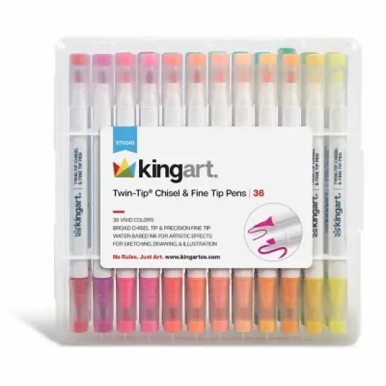KINGART Twin-Tip Chisel & Fine Markers 36 Colors image {9}