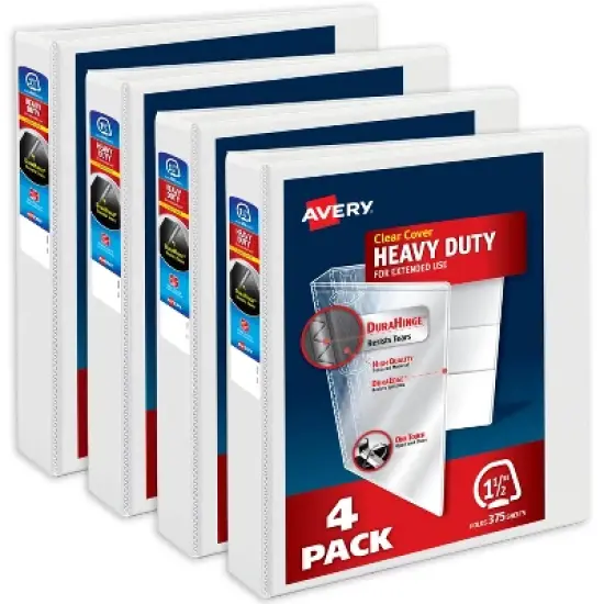 Avery Heavy-Duty View Binders, 1.5" Slant Rings, White, 4ct (79781) image {8}