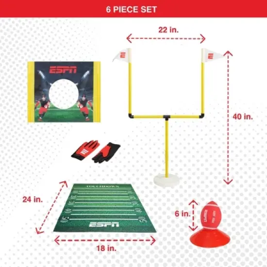 ESPN Kids Football Game Includes Mini Football, Field Goal Post, Passing Target, and Receiver Gloves image {3}