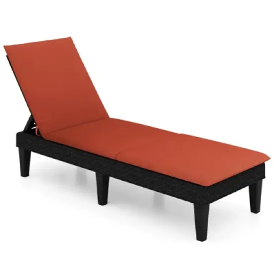 Tangkula 2PCS Patio Lounge Chair Recliner Chair w/ 3-Position Adjustable Backrest & Cushion Black & Orange image {2}