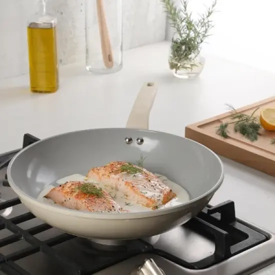 Gibson Home Barnsdall 12 Inch Nonstick Aluminum Frying Pan in Linen image {4}
